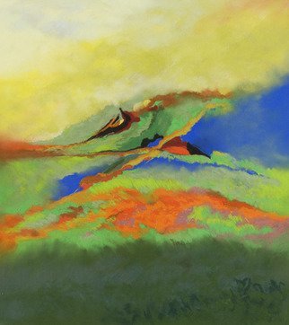 Suzanne Mcclelland, 'Along The Prairie', 2008, original Pastel, 30 x 33  x 1 inches. Artwork description: 1911   This pieces in inspired by the flowing hills and much greenery. I love the vibrant colors and textures. ...