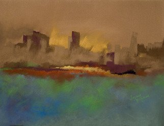 Suzanne Mcclelland, 'City Haze', 2007, original Pastel, 25 x 30  x 1 inches. Artwork description: 1911 This piece was painted when there wasvery thick smoke covering the area on a very hot summy day.  I guess that was my inspiration on the title City Haze...