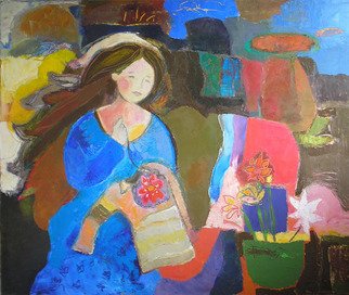 Gabor Szenczi; Young Woman Is Embroideri..., 2010, Original Painting Oil, 130 x 110 cm. 