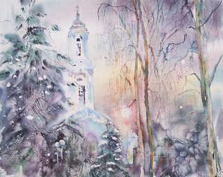 Tatsiana Harbacheuskaya; Winter Evening In Gomel, ..., 2012, Original Watercolor, 16 x 20 inches. 