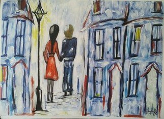 Tanya Martin; Just Good Friends, 2018, Original Painting Acrylic, 17 x 23 inches. Artwork description: 241 Colourful art streetscape...