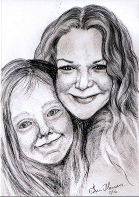 Terri Flowers; Candi And Kayla, 2014, Original Drawing Pencil, 14 x 16 inches. Artwork description: 241   Portrait of my daughter and grandaughter  ...