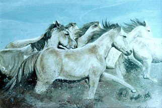 Terri Flowers; Horses, 1987, Original Painting Acrylic, 14 x 11 inches. Artwork description: 241  Horses running ...