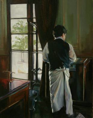Thalia Stratton; Waiter At Work, 2009, Original Painting Oil, 24 x 18 inches. Artwork description: 241   Dining Interior  ...