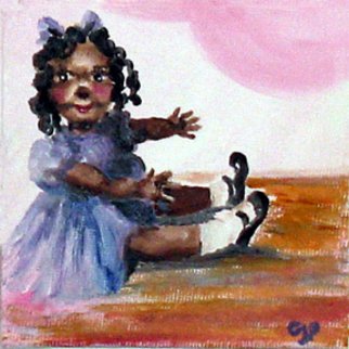 Pamela Benjamin; You Are The Living Doll, 2010, Original Painting Oil, 4 x 4 inches. Artwork description: 241   This is a birthday card I painted in oil for someone who loves dolls. ...