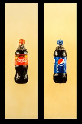 Todd Mosley; Coke Versus Pepsi Diptych, 2009, Original Painting Oil, 16 x 27 inches. 