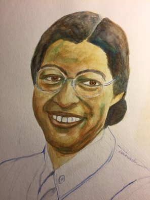 Ernest Walker; Rosa Parks, 2006, Original Watercolor, 8 x 10 inches. Artwork description: 241 Portrait illustration...