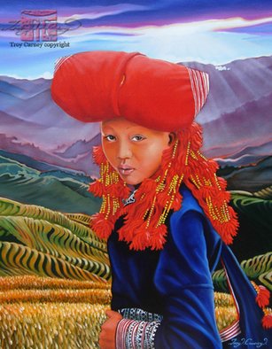 Troy Carney; Red Dao, 2007, Original Painting Oil, 16 x 20 inches. Artwork description: 241  This is a Red Dao girl from Tat Phin. Far northern Vietnam. 16. 0 ...