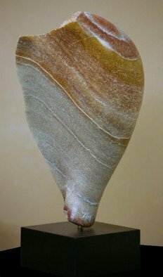 Terry Mollo, 'Sea Birth Rear View', 2009, original Sculpture Stone, 6 x 12  x 4 inches. Artwork description: 2307   Alabaster colors green, gold, beige, cranberry and apricot in a conch- like sea form, hinting embryonic organic flow. REAR VIEW.  ...