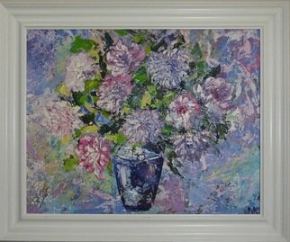 Natalia Kolesnichenko; Favorite Moments Of The Life, 2018, Original Painting Oil, 62.5 x 52.5 cm. Artwork description: 241 Flowers in a blue vase...