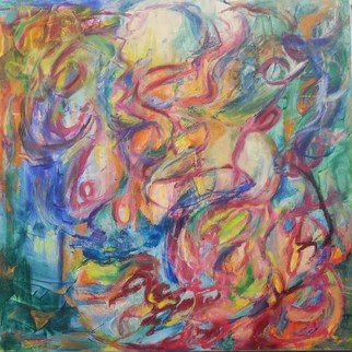 Susan Cantor-Uccelleti; Woman, 2018, Original Painting Oil, 36 x 36 inches. Artwork description: 241 Texture, Movement, Colorful, Emotional, Figuritive, Reds, Pinks, Yellows, Blues...
