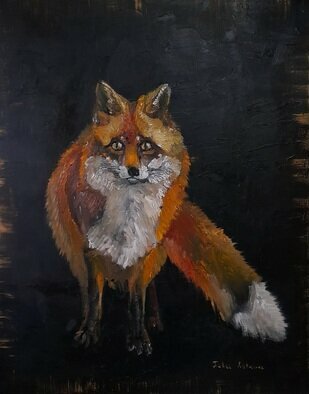 Pavel Levites; Fox, 2023, Original Painting Oil, 80 x 100 cm. Artwork description: 241 This painting by Pavel Levites invites us to look at the world through the eyes of a fox - a thin creature with fluffy fur and a pointed mustache. The artist masterfully plays with light and shadow, reflecting the mysterious essence of the fox - a cute but wild ...