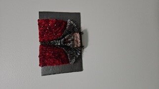 Valentina Vaillant; Fly, 2023, Original Paper, 8 x 5 inches. Artwork description: 241 The fly has big red and striped eyes if you look close, and it s incredible how that is natural not made by human. Newspaper, glass, fishing wire. ...