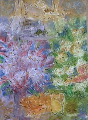 Yevmenenko Valentina;  Flowers And Birds , 2010, Original Painting Oil, 41 x 32 cm. Artwork description: 241  Paper, oil, 32o41. 2010 ...