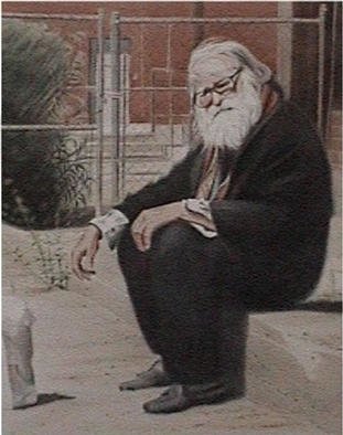 Vani Ghougassian; Wiseman In Old Pueblo, 2002, Original Watercolor, 41 x 51 cm. Artwork description: 241 An old man sitting at a corner in one of the Tucson streets in Arisona, wondering. ...