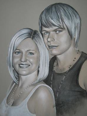 Giovan Beck; Stobbs Couple, 2006, Original Drawing Charcoal, 70 x 50 cm. Artwork description: 241   Double portrait, done with charcoal and soft pastel on Fabriano paper. This comes rolled- up inside a cardboard tube, easy to transport, frame not included....