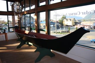 Daniel Holtendorp; Wolf Whale Canoe, 2014, Original Sculpture Wood, 19 x 4 feet. Artwork description: 241  Canoe, red cedar, hunting,    ...