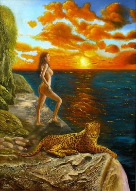 Vasily Zolottsev; Wild Life, 2011, Original Painting Oil, 80 x 60 cm. Artwork description: 241   nudes, woman, body, symbolism       ...