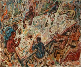 Vasily Tsabadze; Table, 2003, Original Painting Oil, 100 x 70 cm. 