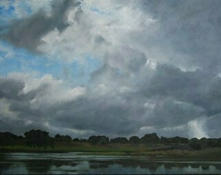 John Tooma; Storm Looming Over Eastlakes, 2005, Original Painting Oil, 140 x 100 cm. Artwork description: 241 This is where I used to live in this amazing part of Sydney suburb of Eastlakes, I lived not far from this spot as I would drive past this beautiful region of Sydney every week. ...