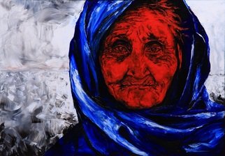 Volodya Hubanov; The Blue Scarf, 2016, Original Painting Oil, 70 x 50 cm. Artwork description: 241 a look says it all...
