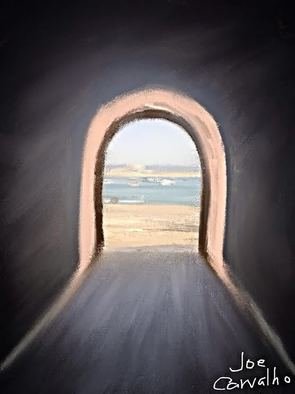 Jose Carvalho; Tunnel, 2014, Original Digital Drawing, 8.5 x 11 inches. Artwork description: 241   Ocean by S. Martinho, Portugal in 2014   ...