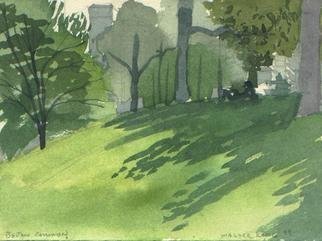 Walter King, 'Boston Commons', 1997, original Watercolor, 5.5 x 4  x 0.1 cm. Artwork description: 1911   Painted during a brief return to Boston to catch up with old friends and faculty from BU. I sat at the bottom of this hill. I think this piece was one of about 20 lost when a Plymouth gallery folded and the owners disappeared with all my ...