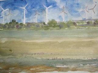 Walter King, 'Windmills In The Oklahoma...', 2013, original Watercolor, 9 x 6  x 0.1 cm. Artwork description: 2307    Painted January of 2013 during a trip to Oklahoma and New Mexico.    ...