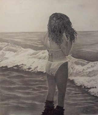 Walter Richter; Watching The Waves Come In, 2013, Original Drawing Pencil,   inches. Artwork description: 241  Pencil Drawing - 11