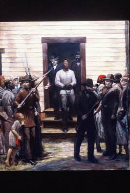 Joseph Weinzettle; The Last Moments Of Nat Turner, 1997, Original Painting Oil, 32 x 48 inches. Artwork description: 241  Painting of Nat Turner, preacher and slave rebellion leader in Southampton County, Virginia, 1831.    ...