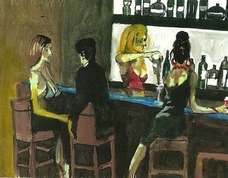 Harry Weisburd, 'BAR FLIES 11  3D', 2011, original Watercolor, 14 x 11  cm. Artwork description: 18543  Realism, Figurative, Female, women, realistic,  sensual, man, romance, couple, love sex bar        ...