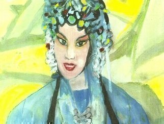Harry Weisburd, Barb b que for three, 2006, Original Watercolor, size_width{Chinese_Opera_Singer_Dressed_in_Blue_11-1332822766.jpg} X 11 inches