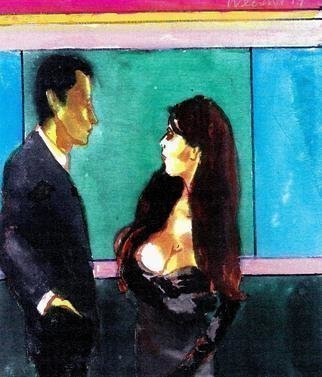 Harry Weisburd, 'Happy Hour Love And Romance 8', 2014, original Watercolor, 11 x 14  cm. Artwork description: 9435      Happy Hour Love and Romance , Couple ...