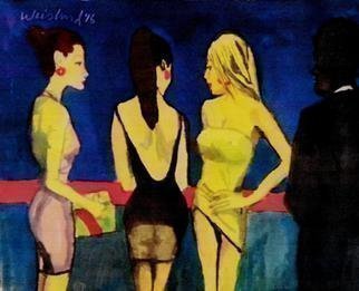 Harry Weisburd, 'Happy Hour  2', 2016, original Watercolor, 17 x 14  cm. Artwork description: 11415  Women and man celebrating happy hour at a bar                        ...