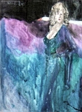 Harry Weisburd, 'Leda In Blue ', 2009, original Watercolor, 18 x 24  cm. Artwork description: 20919  Watercolor on paperUpdate Contemporary image of Leda and the Swan  ...