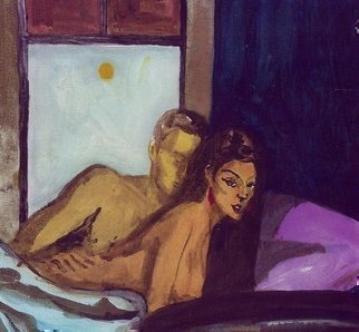 Harry Weisburd, 'Morning After  Night Before', 2014, original Watercolor, 12 x 12  x 1 cm. Artwork description: 15771   Love, romance,  Semi- nude man and woman in bed Morning After  Night, Figurative  realistic, erotic           5 Earth Goddesses hills, Yin/ Yang Chinese philosophy  Yin feminine forms in Nature. ( Can  you find the Earth Goddessses hidden in the hills ? )                                                               ...