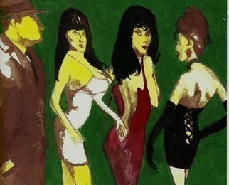 Harry Weisburd, Barb b que for three, 2014, Original Watercolor, size_width{Myths_3_Graces__Judgement_of_Paris-1399135251.jpg} X 11 inches