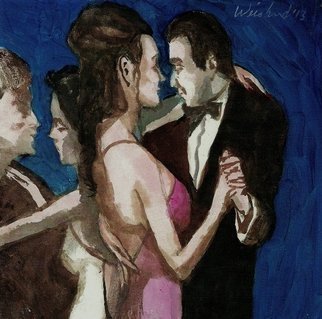 Harry Weisburd, 'Shall We  Dance', 2013, original Watercolor, 12 x 12  cm. Artwork description: 16167   Love  , romance, man and wowman, couple dancing seeking  romance .                                                                                 ...