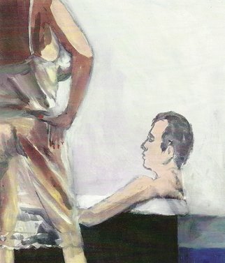 Harry Weisburd, 'Taking A Bath', 2011, original Watercolor, 12 x 12  cm. Artwork description: 19335  Figurative, Realism, Love, Romance Female, erotic, Woman, man, male, couple, sex,               ...