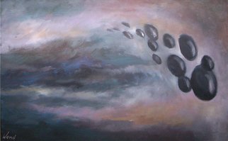 Daniel Wend; The Arrival, 2014, Original Painting Acrylic, 36 x 24 inches. Artwork description: 241  Ambiguous forms traveling through, or into the atmosphere. ...