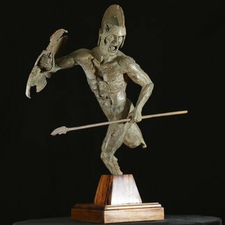 Willem Botha; Ares The God Of War, 2019, Original Sculpture Bronze, 300 x 400 mm. Artwork description: 241 Ares is the god of war, one of the Twelve Olympian gods and the son of Zeus and Hera. In literature Ares represents the violent and physical untamed aspect of war, which is in contrast to Athena who represents military strategy and generalship as the goddess of ...
