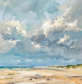 Wim Van De Wege; Domburg Beach 2, 2017, Original Painting Oil, 70 x 70 cm. Artwork description: 241 Beautiful clouds in the sky and a empty beach. . . .  wow. . . .  freedomBeach Domburg in ZeelandNetherlands . aEURoeThe beach is not a place to workto read, write or to thinkAnne Morrow LindberghProduct Information- Painted on quality canvas 70x70 cm- The artwork has a certificate of authenticity, personalized signed- You ...