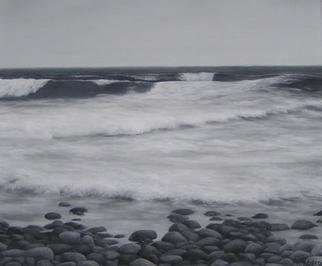 Peter Winberg; Rough Sea, 2003, Original Painting Oil, 46 x 38 cm. Artwork description: 241 The painting is based on a photograph I took one day of the rough sea outside Kaseberga, in the south of Sweden. Painted in oil on canvas board....