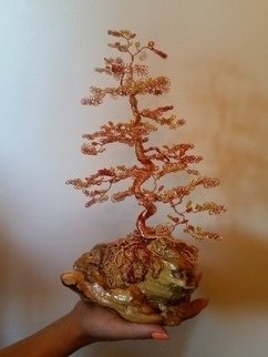 Ana Wezeman; Beaded Wire Tree Bonsai Orange, 2018, Original Sculpture Other, 8 x 12 inches. Artwork description: 241 Beaded Wire Tree Bonsai Sculpture 12 H X 8 W X 6 DOrange Yellow Gold Glass Beads with Orange, Gold and Rose Gold Copper Wire and Driftwood BaseBeads 2. 3 mm Orange Gold Seed BeadsCopper Wire 20, 22 24 Gauge - Approx. 350 ftNatural ...