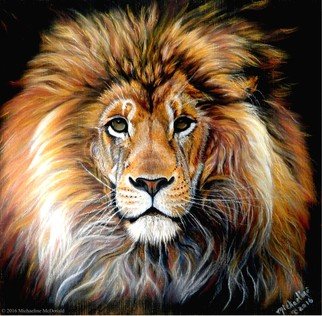 Michaeline Mcdonald; Bold Lion, 2016, Original Pastel, 12 x 12 inches. Artwork description: 241 Portrait of a lion with a firey mane against a black background. Created with soft pastels on cardstock paper. ...