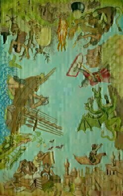 Wendy Lippincott, 'Fantasy', 2018, original Illustration, 50 x 80  x 2 inches. Artwork description: 1911 Worlds of Fantasy ...