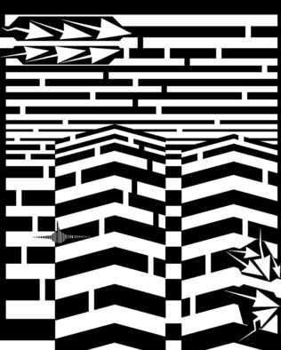 Yanito Freminoshi; September 11th Maze, 2013, Original Digital Drawing,   inches. Artwork description: 241  Psychedelic abstract artwork based on the events of September 11th, specifically the attacks on the world trade center. The maze solution can be found here...