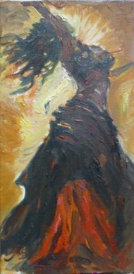 Yuming Zhu; Silhouette Dance, 2013, Original Painting Oil, 6 x 12 inches. Artwork description: 241 Original oil on canvas.  Famouse dancer performing on stage when the light gives out great shape and movement of dancing.  Heart pumping with rythum, and vibrant color gives speech.  wrapped cavas. ...