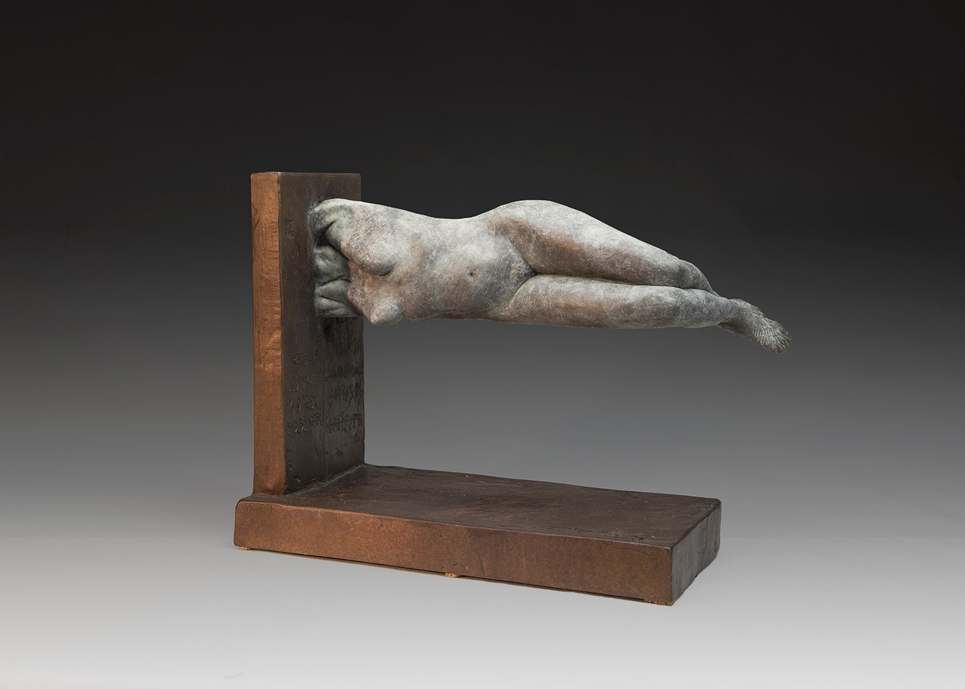 Yves  Goyatton; Weighless, 2016, Original Sculpture Bronze, 7 x 14 inches. Artwork description: 241 Yves Goyatton bronze contemporary sculpture was created in 2016 Weightless is a tribute to life. This body is floating but remains strong defying gravitational pull. Like an imaginary line who can represent the good bad of human spirit. ...