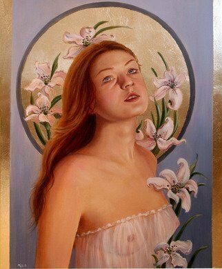 Marsha Bowers, 'Gilded Lily', 2013, original Painting Oil, 24 x 30  x 1 inches. Artwork description: 1911  Oil on Canvas with composite gold leaf applied ...